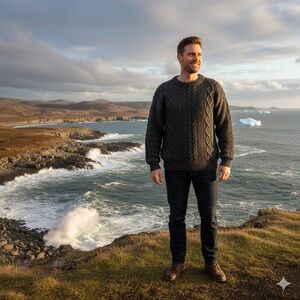 Nonia Newfoundland Handknits wool cable knit sweater fisherman’s style